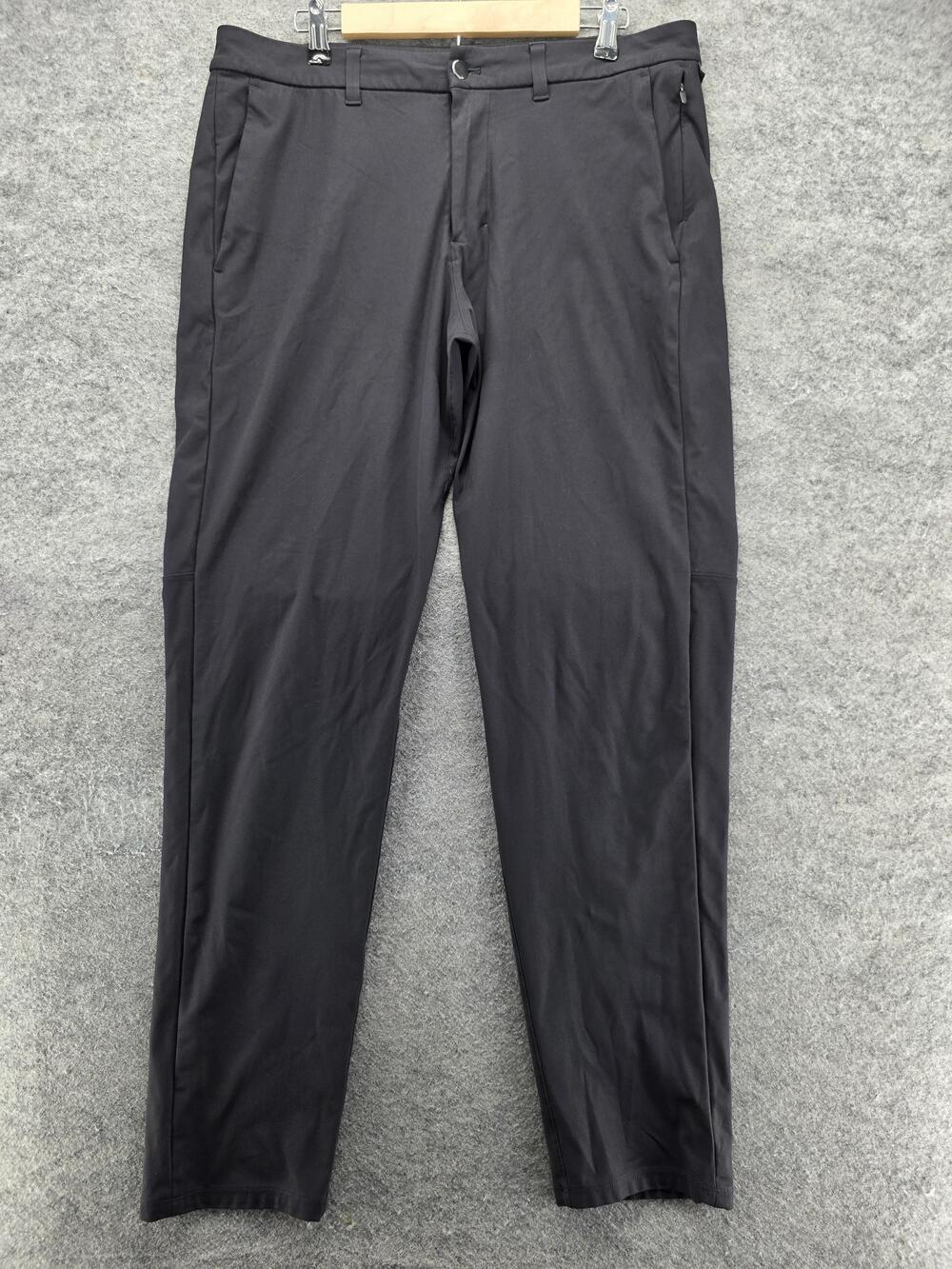 Lululemon Pants Mens 36 Black Khakis Knit Stretch Pockets Tapered Slim